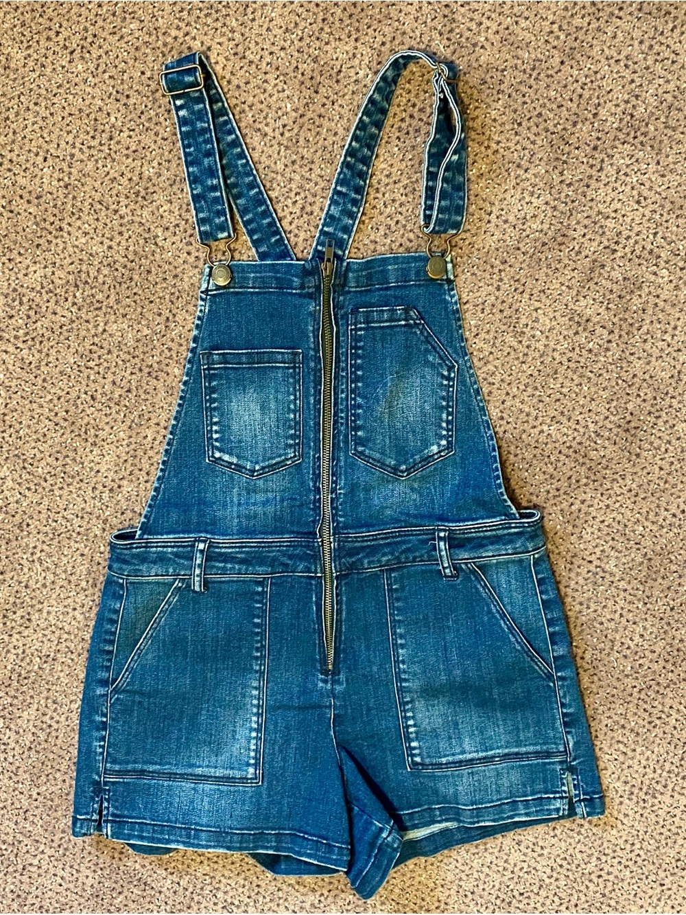 American Eagle Outfitters Blue Denim Short Overalls - Picture 2 of 8